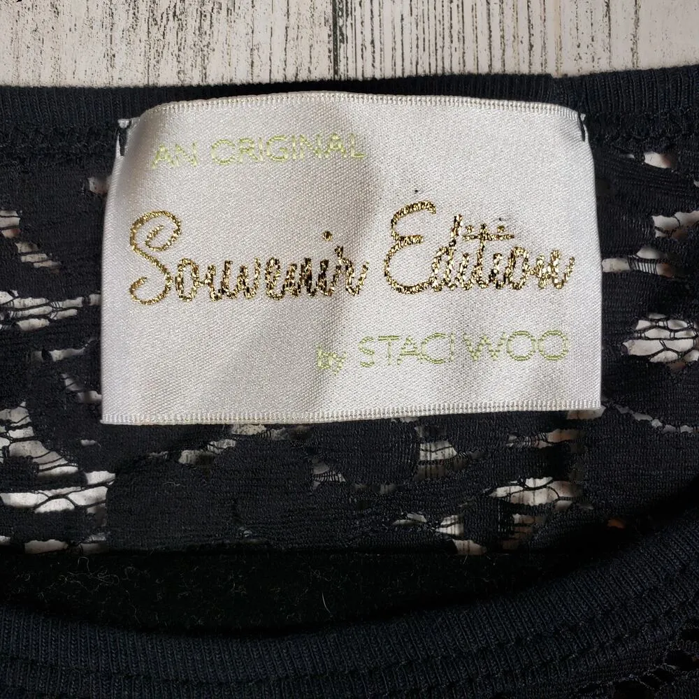 Souvenir Edition by Stacy Woo Black Lace 1/2 Sleeve Mini Dress Women's Size undefined - Image 9