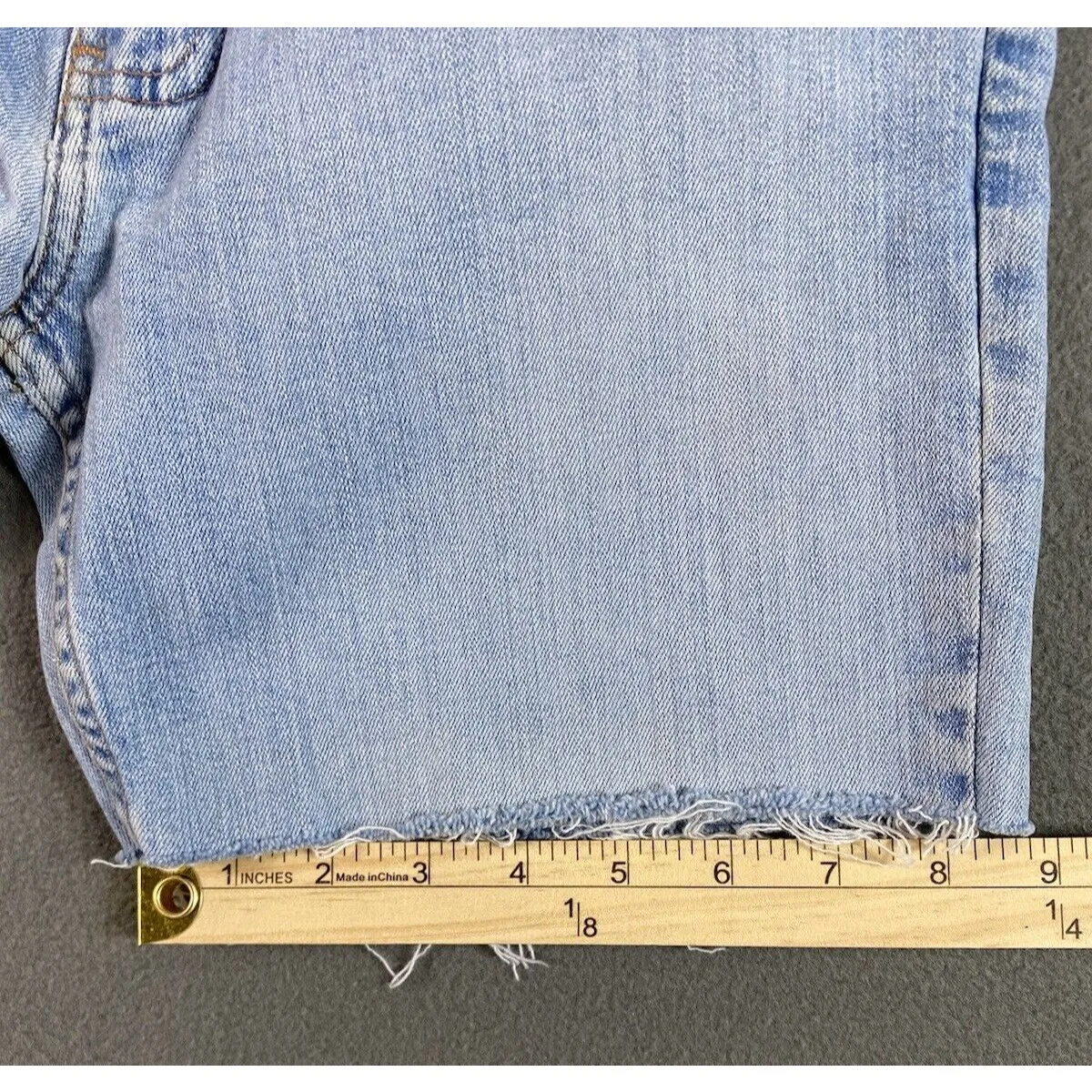 London Jean Cut Off Shorts Womens 26x5 Blue Frayed Stretch Light Fade Tag 6 Size 26 - Image 6