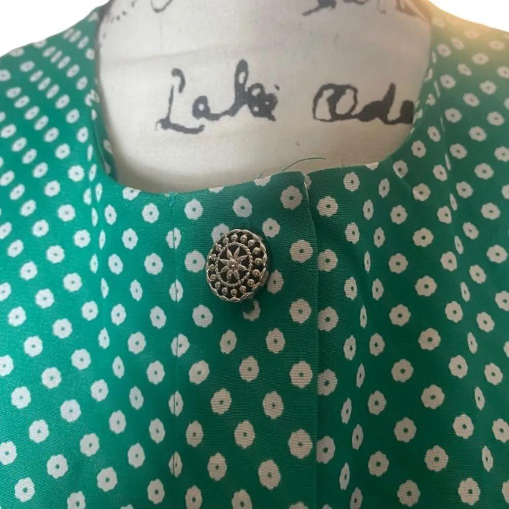 Leslie Fay Dresses SZ 16 Vintage green and white belted dress - Image 5