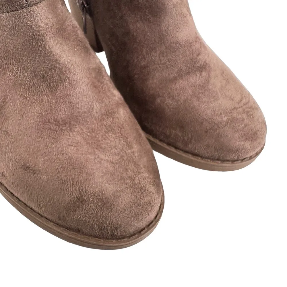 Charlotte Russe Rider Boots Taupe Size 9 Ankle Bootie Faux Suede Western Chunky - Image 9