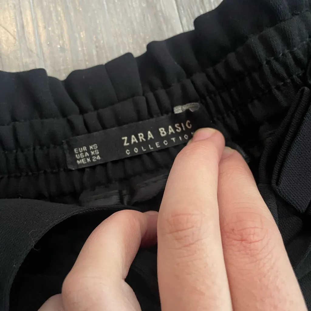 Zara High Rise Wide Leg Tie-Waist Trouser Pants Black size XS - Image 3