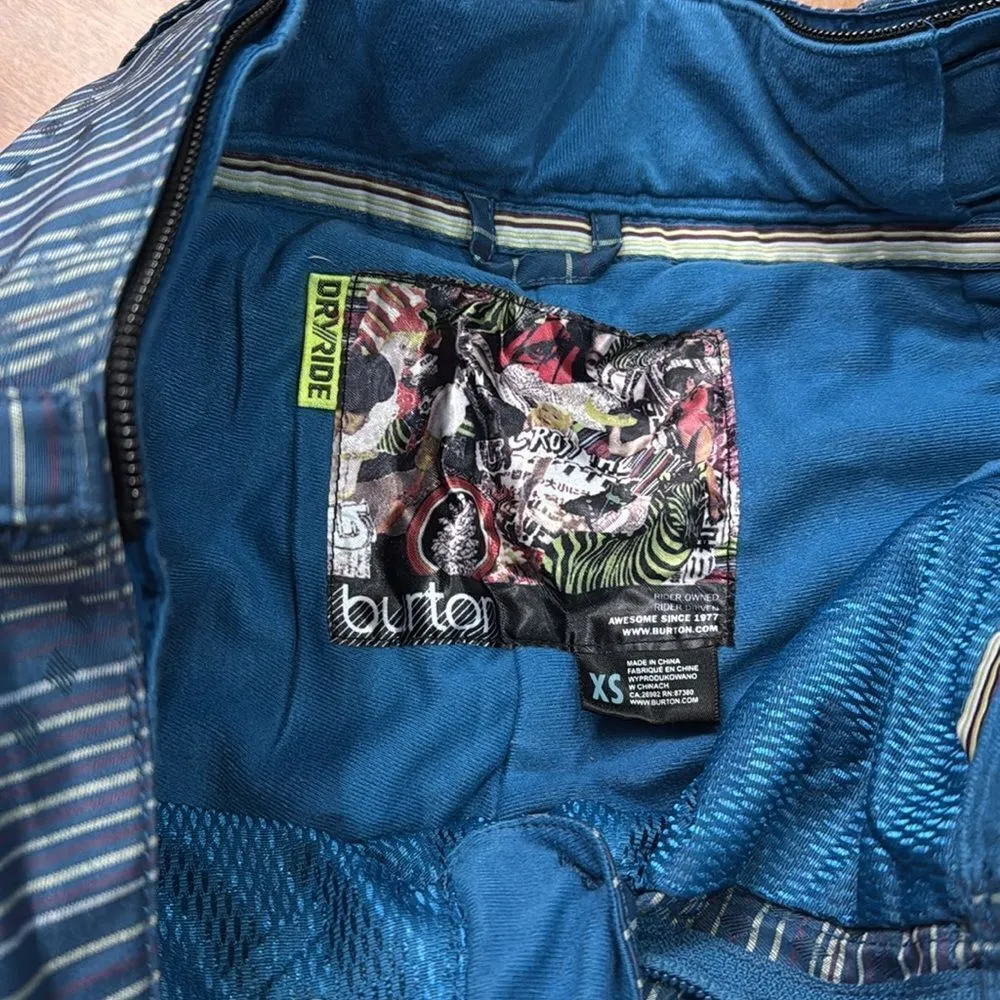 Burton Snowboarding Dry Ride pants Blue Purple Striped Multicolor Cargo Pants XS - Image 8