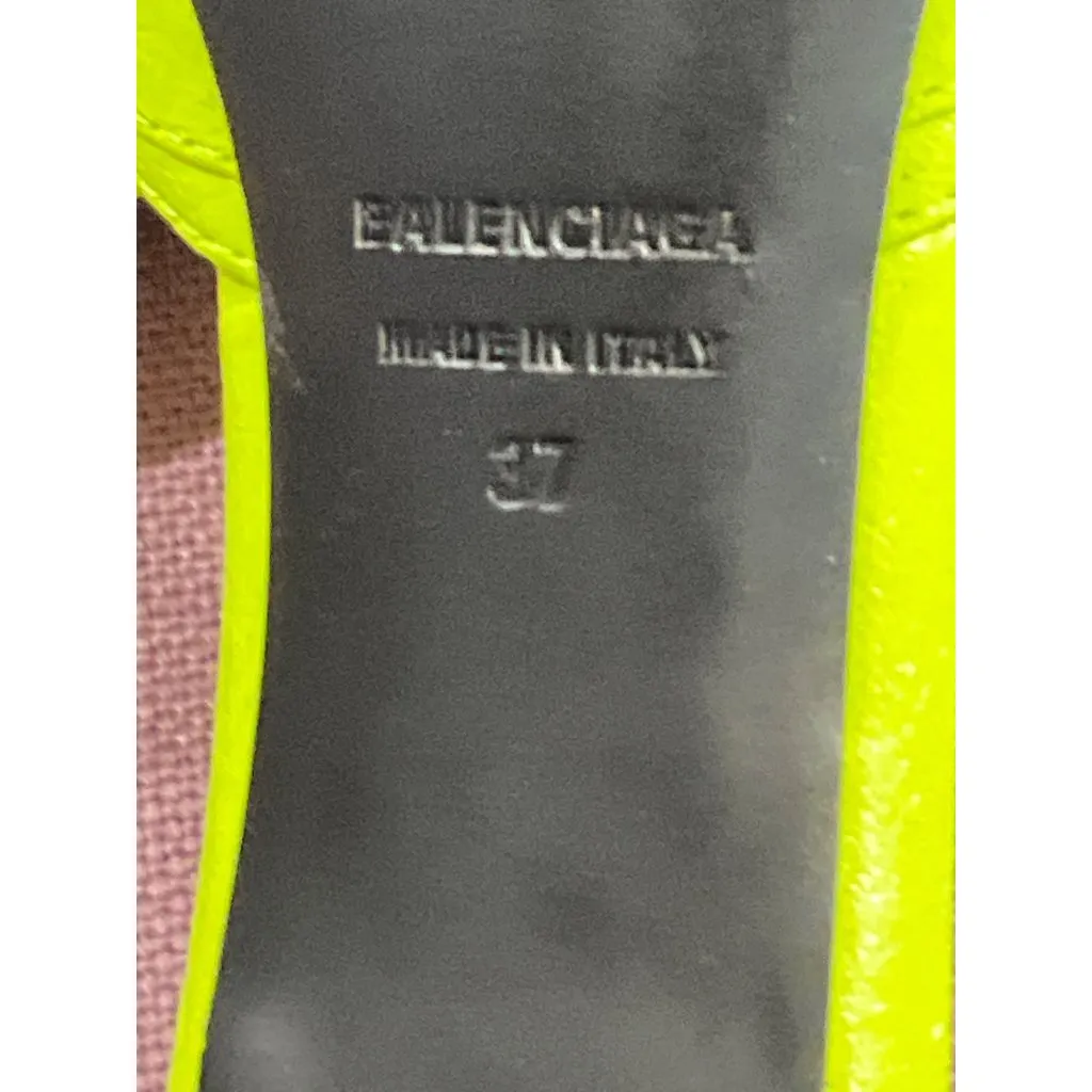 BALENCIAGA Cagole Mules in Fluo Yellow & Palladium 37 with box Womens Heels - Image 11