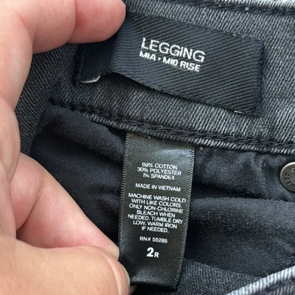 Express Mia Mid Rise Distressed Legging Black Denim 2 - Image 8