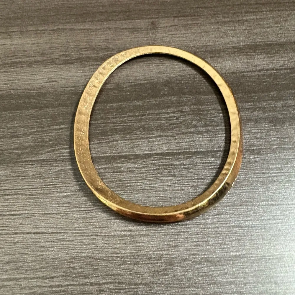 Gold Hammered Oval Bangle Bracelet - Image 2