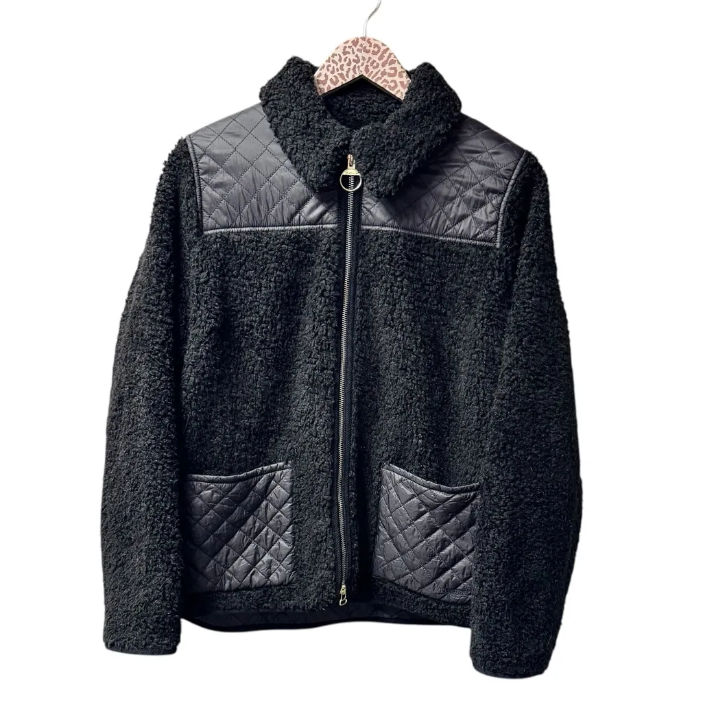 Barbour x Alexa Chung Sherpa Teddy Quilted Zip Hazel Jacket Black US 10 - Image 4