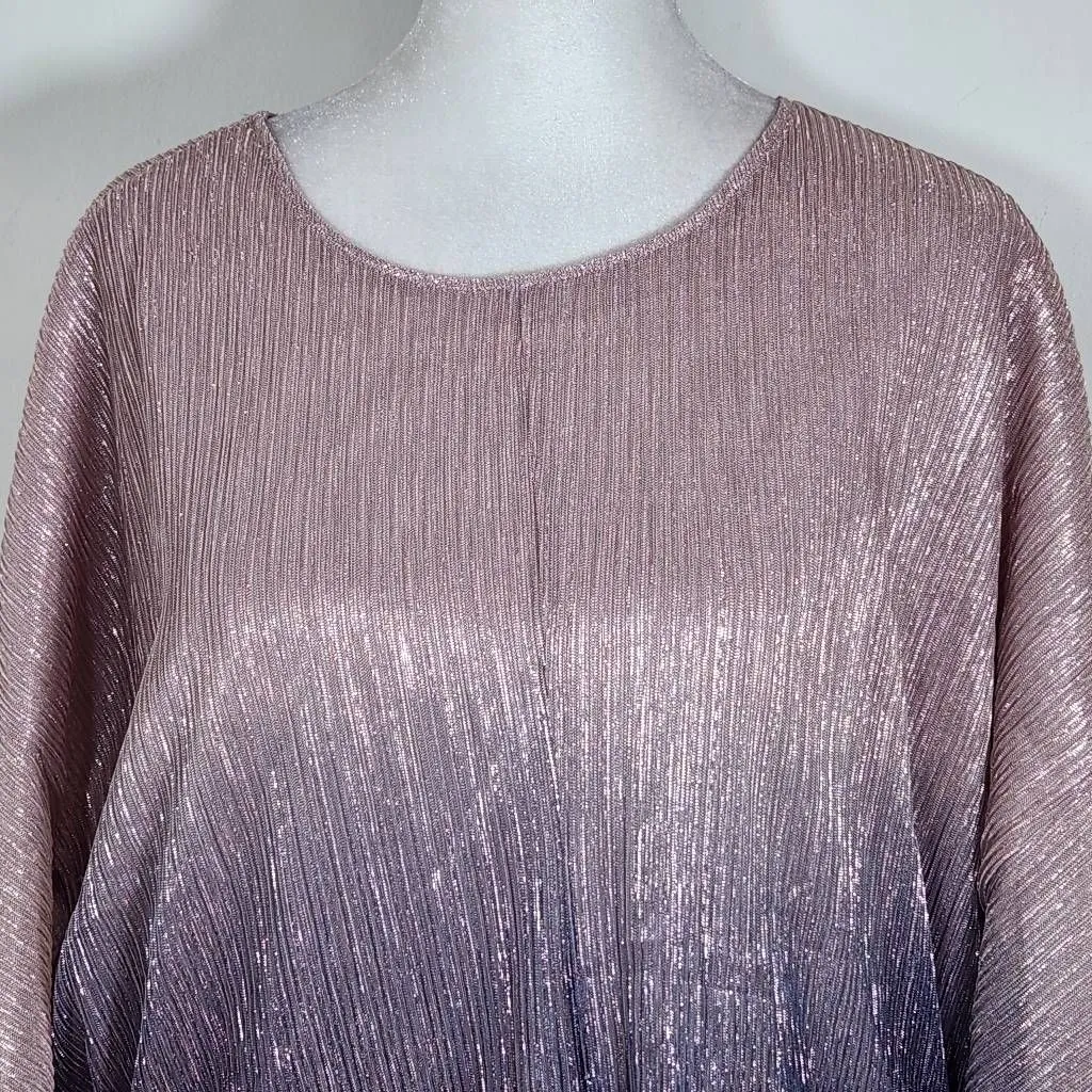 Anthropologie Metallic Gray and Pink Top Size Medium Anthropologie Ombre Blouse - Image 3