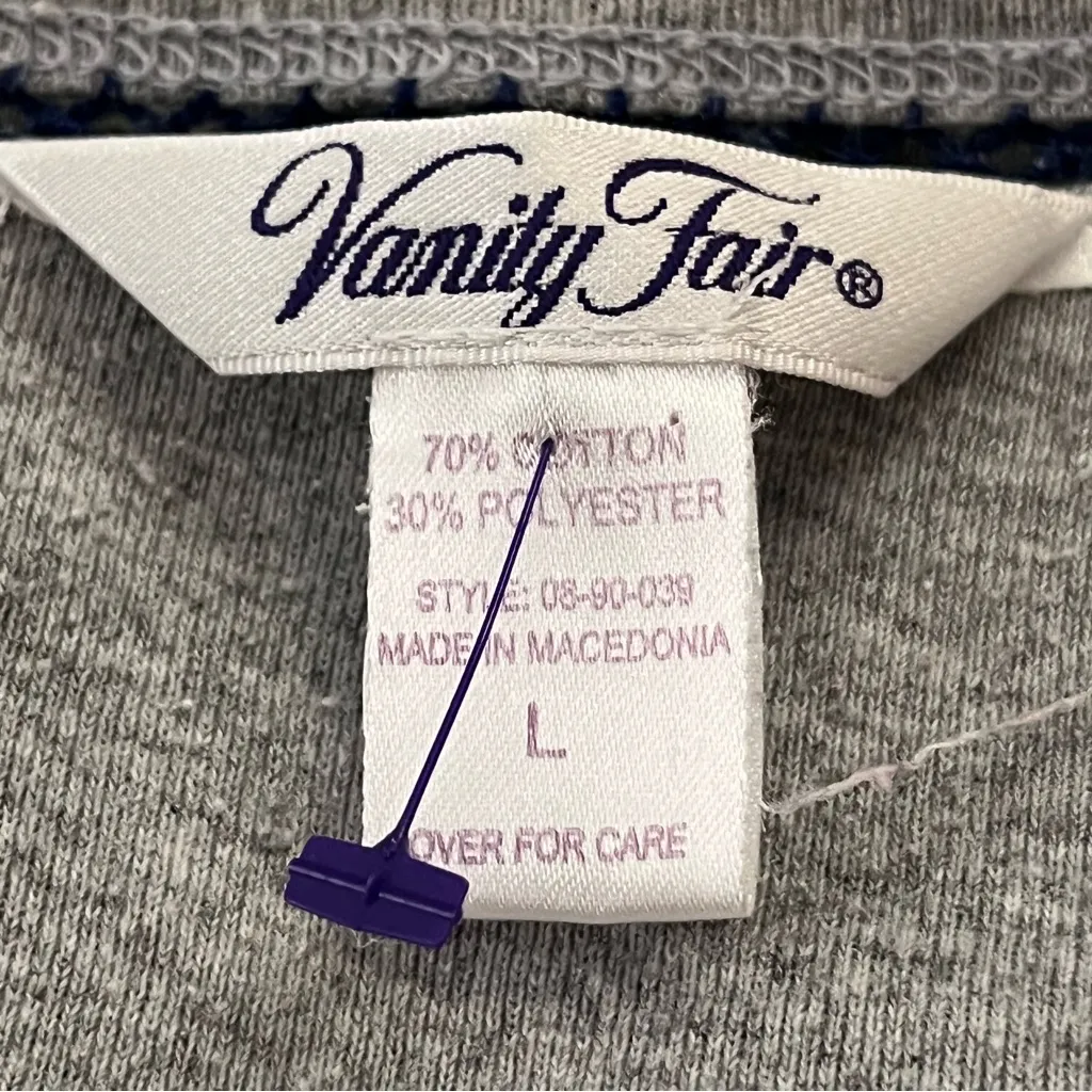 Vintage Y2K Vanity Fair Holiday Penguin Graphic Long Sleeve Tee Gray L - Image 3