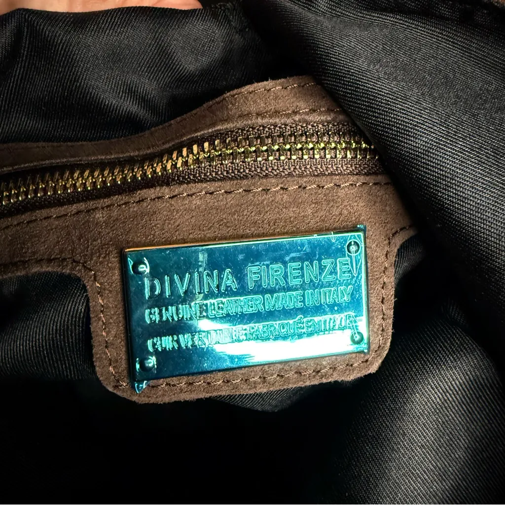 Divina Firenze Suede Fringe Hobo Bag Brown Made in Italy NWT - Image 11