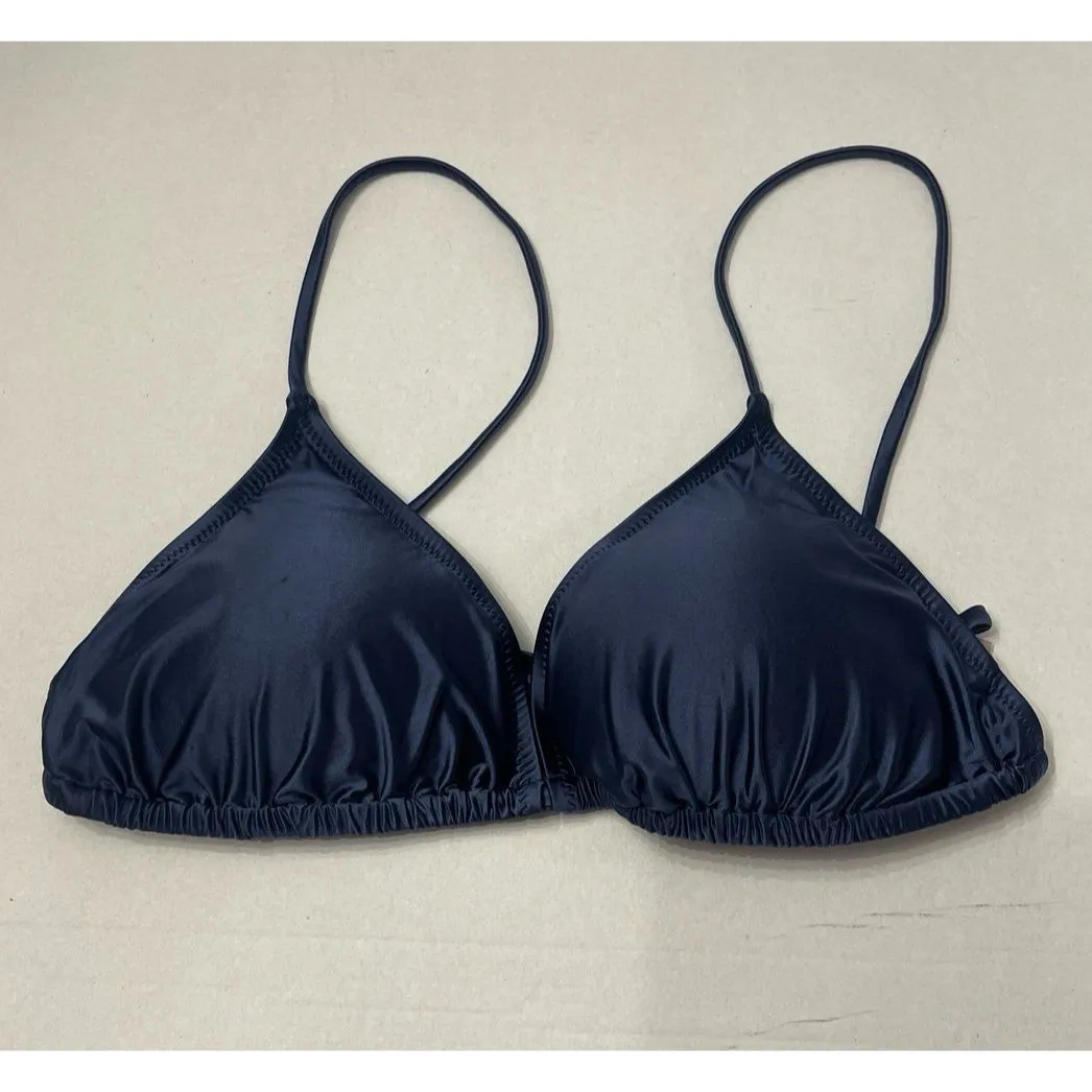 Flirtt Gottex Satin Touch Solid Navy Triangle Bikini Bra Size M New With Tags Blue Size M - Image 3