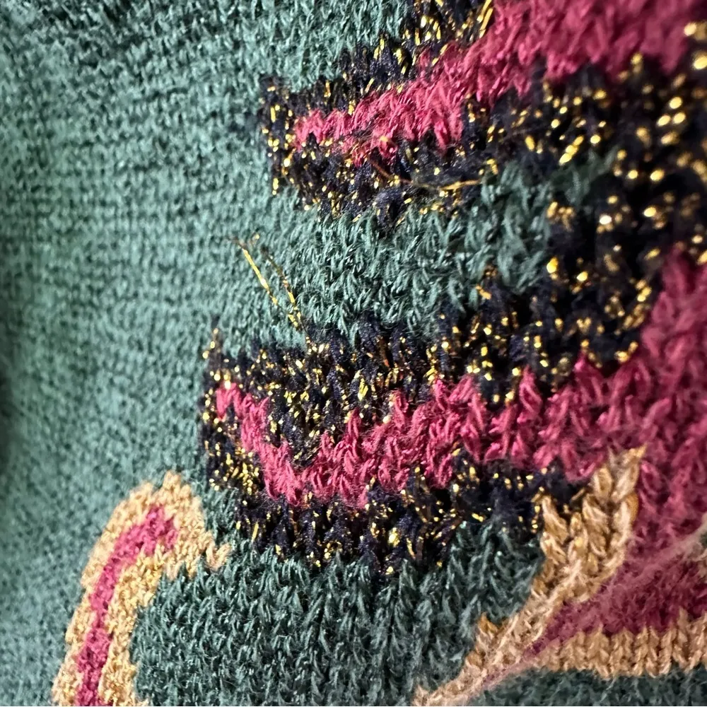 LIZ CLAIBORNE Vintage Green Paisley Sweater Size S - Image 8