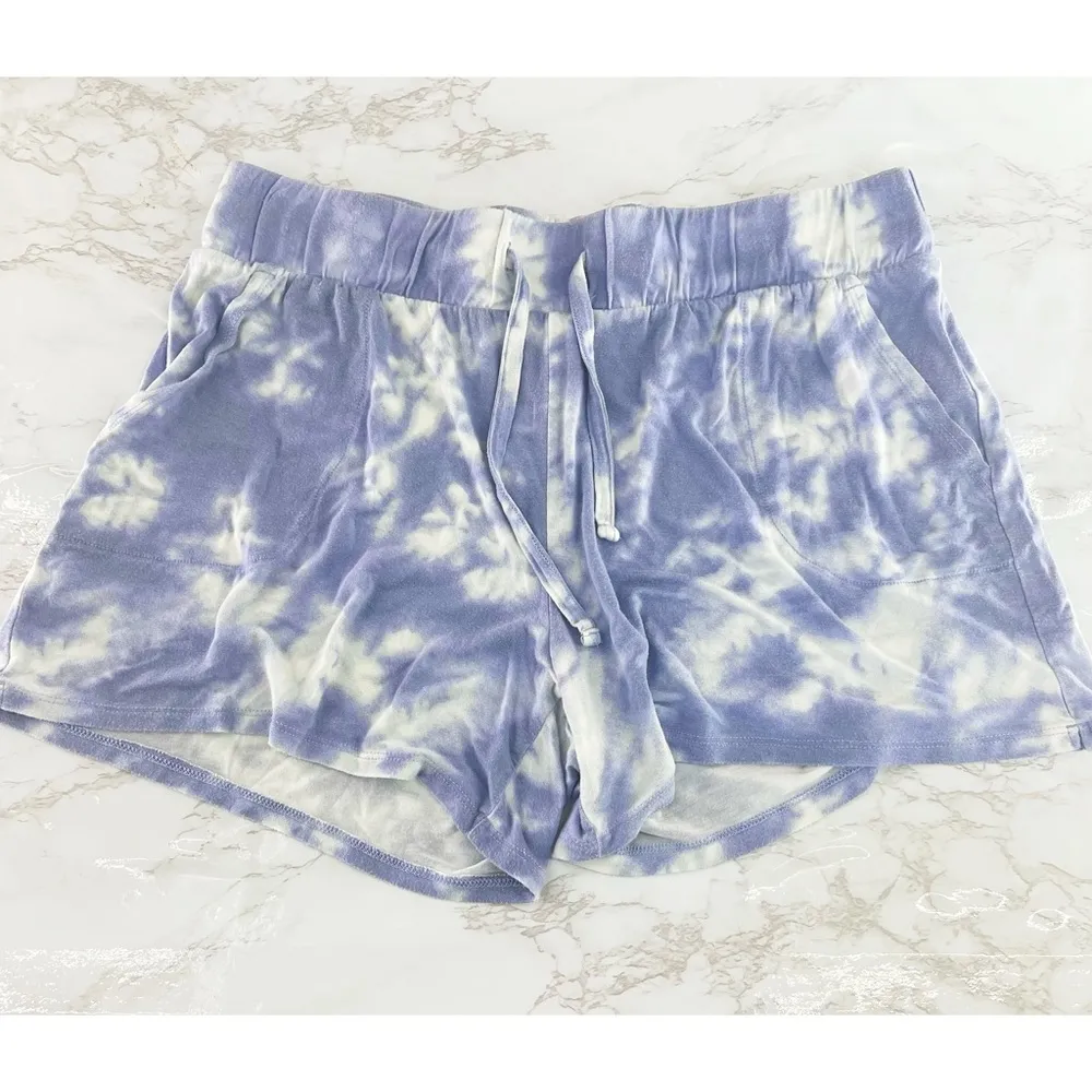 Wildfox Tie Dye Pajama Shorts Drawstring Soft Blue Large - Image 2