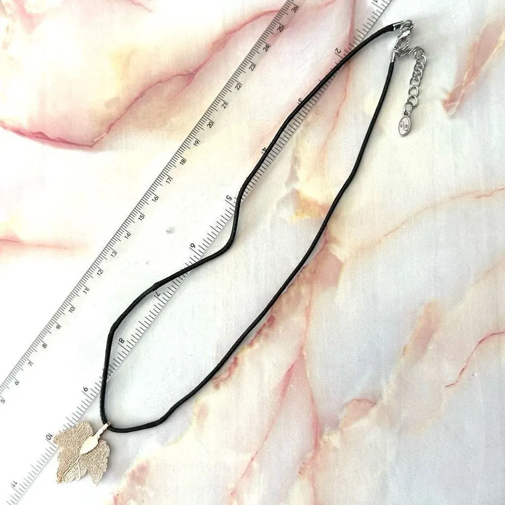 Cool Jewels Elements gold tone leaf necklace on cord - Image 3