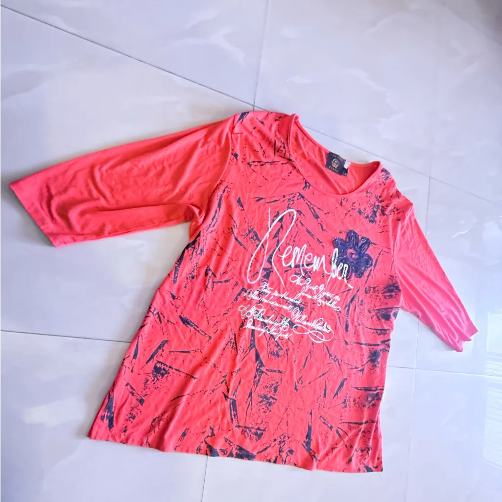 Women's Coral Graphic Top Pink Size XL - Image 9
