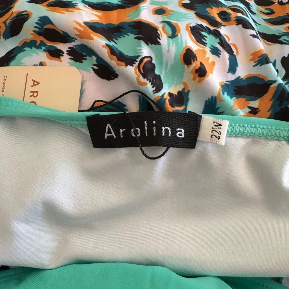 Arolina Swimsuit Dress Two Piece Cute Green Leopard Print With Shorts 22W NWT - Image 8