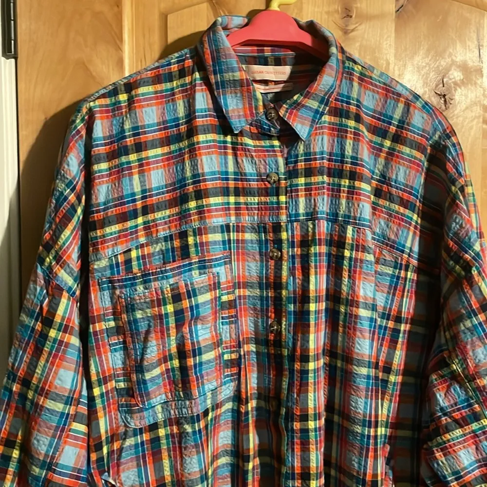 URBAN OUTFITTERS Oversized Bryce Plaid Longline Button-Down Shirt $88 EUC S - Image 5
