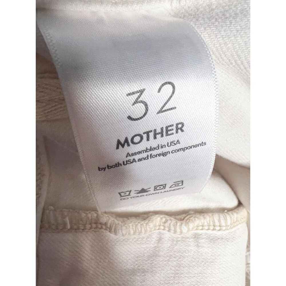 NWT Mother The Hustler Patch Pocket Flood Jean in Cream‎ Puff White Size 32 - Image 10