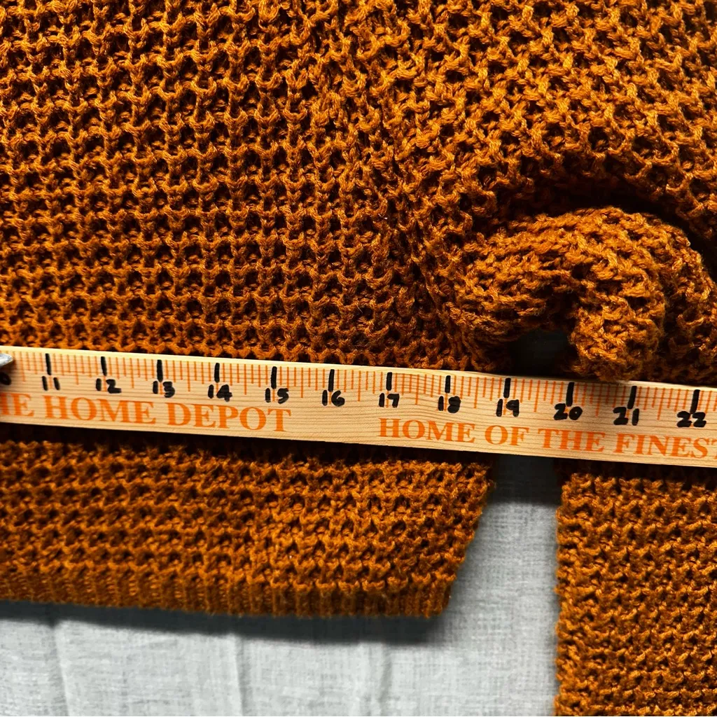 Aeropostale M Rust Orange Cropped Henley Knit Sweater - Image 6