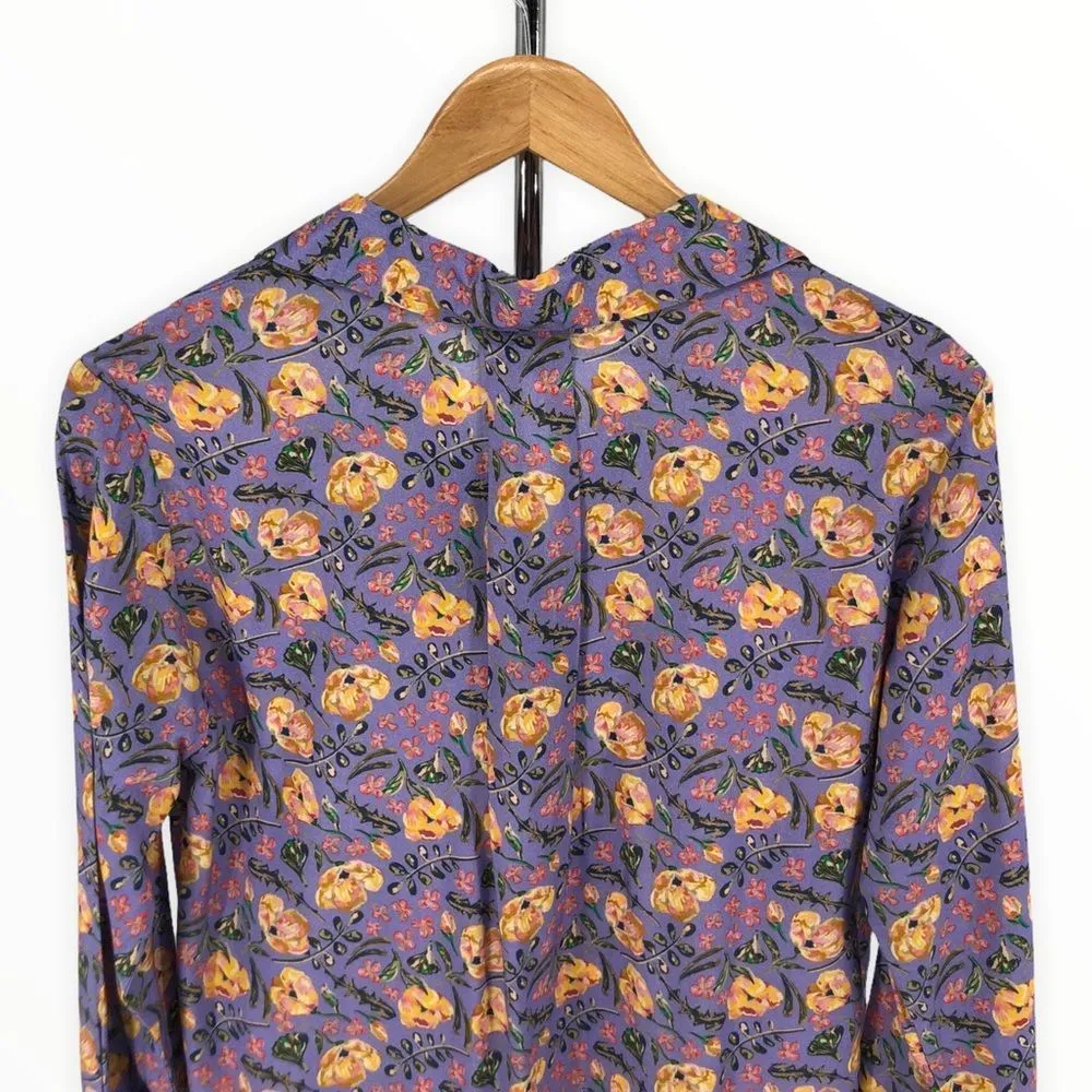 Nrvna Mode Cosette Floral Blouse Purple Floral Long Sleeve NWT size Small - Image 8