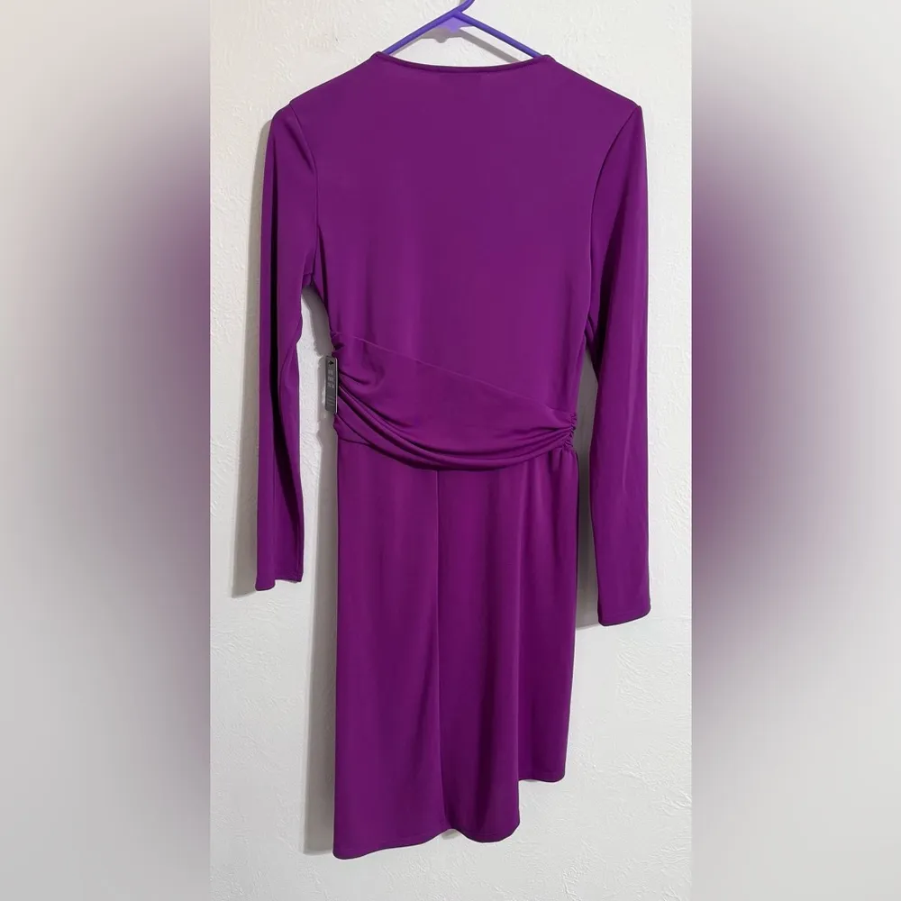 NWT ✨ Express purple v-neck faux wrap going out party dress, size small - Image 6