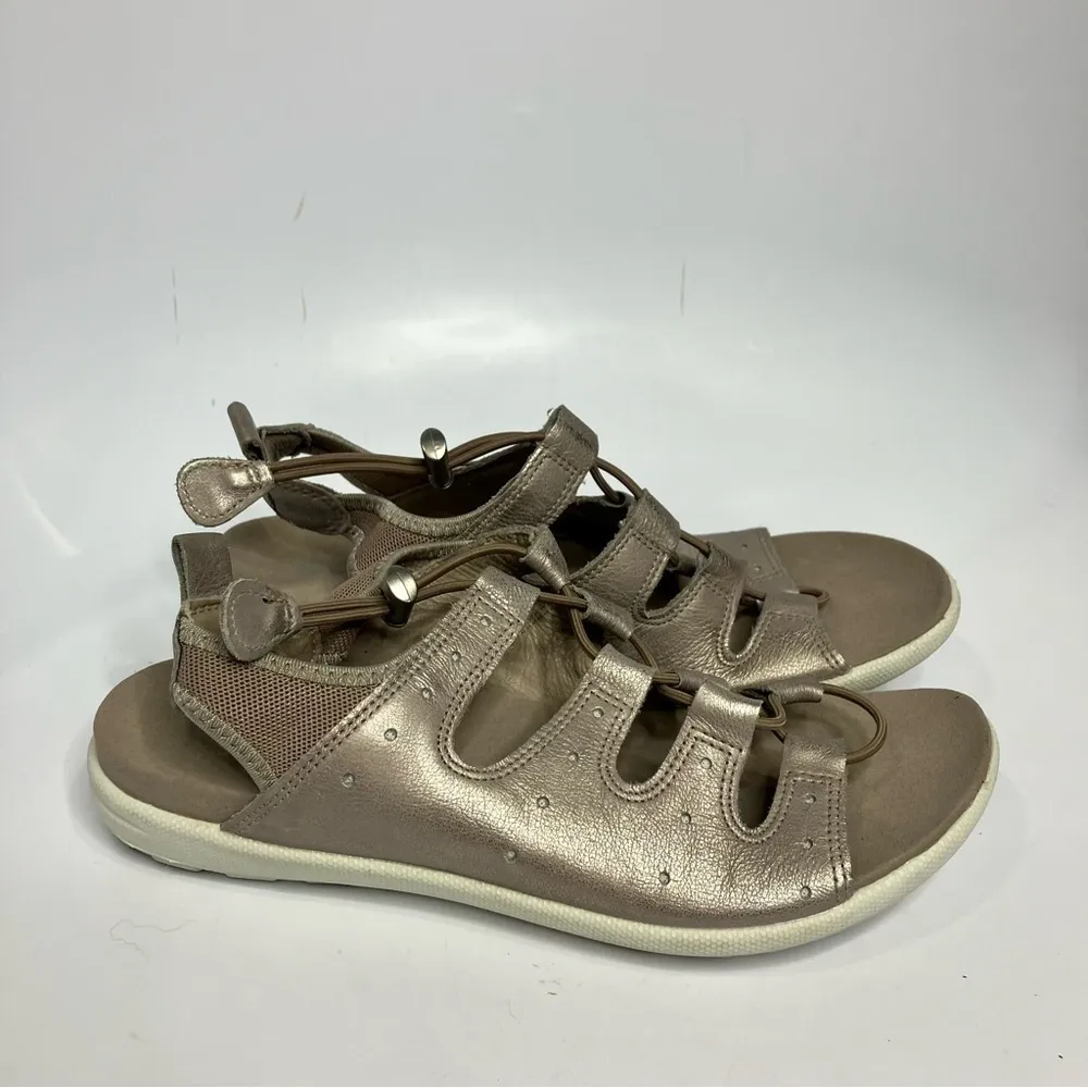 ECCO Jab Toggle sandals metallic leather‎ size 7 - Image 2