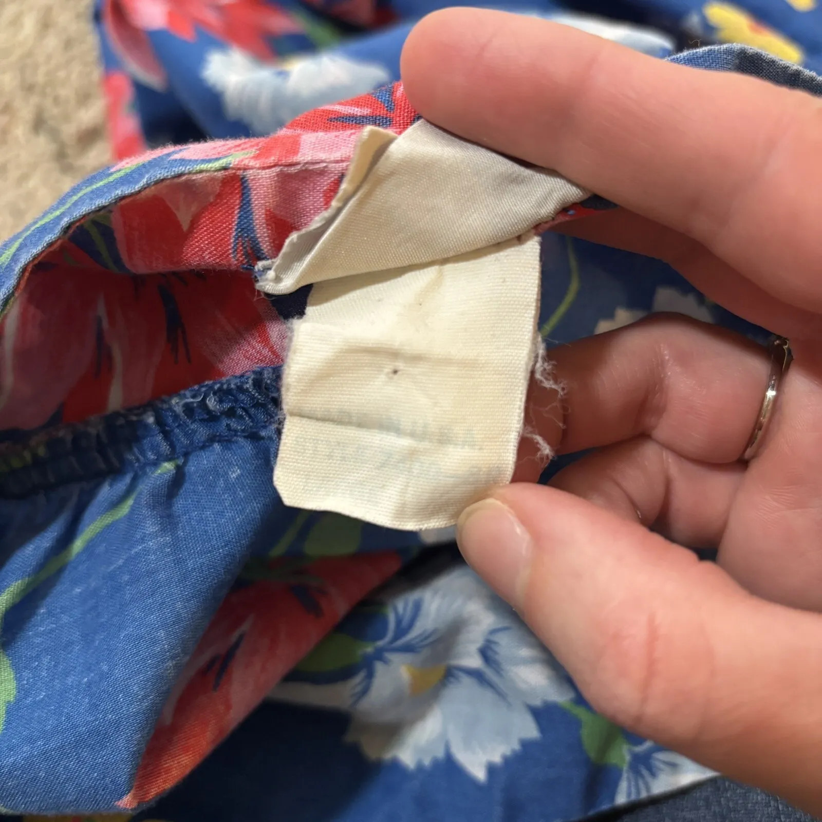 Vintage‎ 70s Hedy Lin Casuals Hawaiian Dress Blue Floral Size L - Image 4