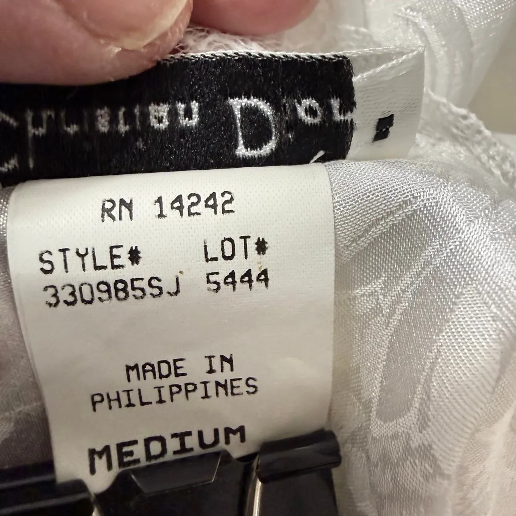 Vintage Christian Dior Lace Nightgown Floral Jacquard Sleepwear Medium - Image 8