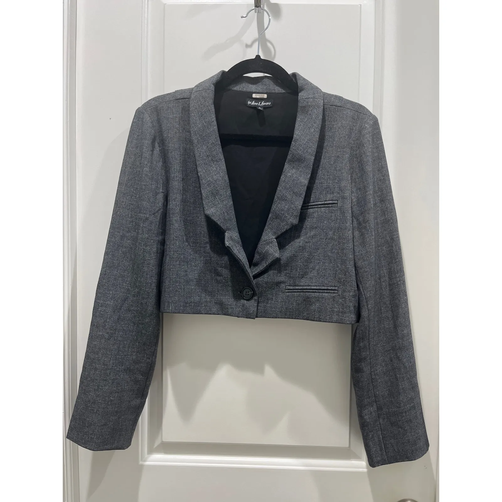 For Love And Lemons Turner Cropped Blazer in Grey Sz S - Image 2