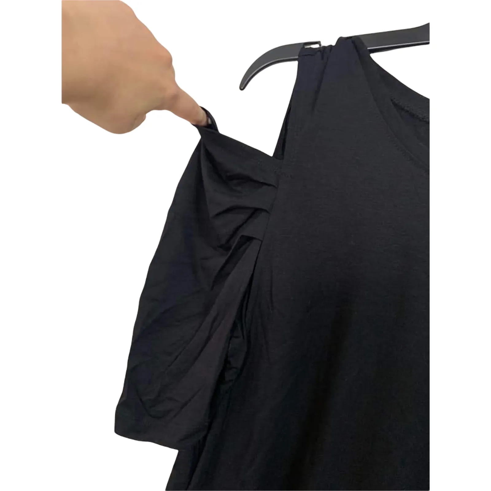 1.STATE Heritage Bloom‎ Rich Black Cold Shoulder Top Size XL NEW - Image 2