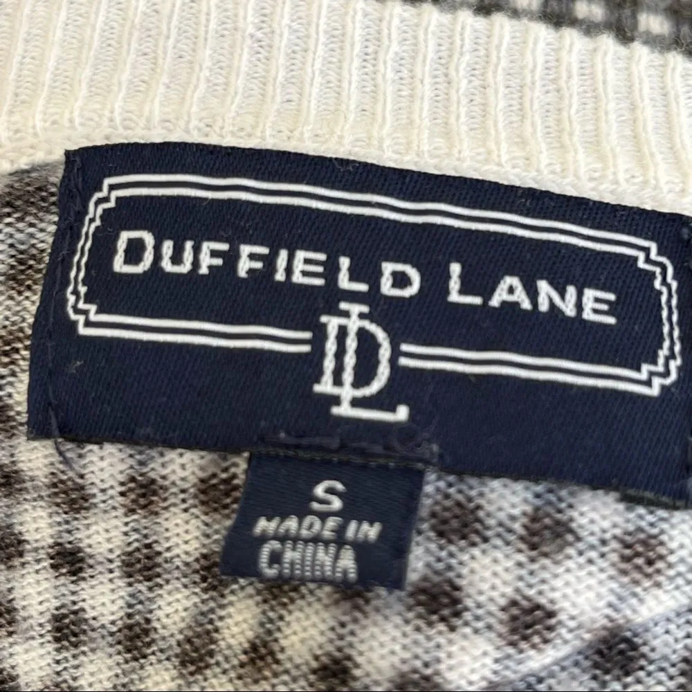 Duffield Lane Micro Gingham Cashmere Blend Sweater S Black - Image 4