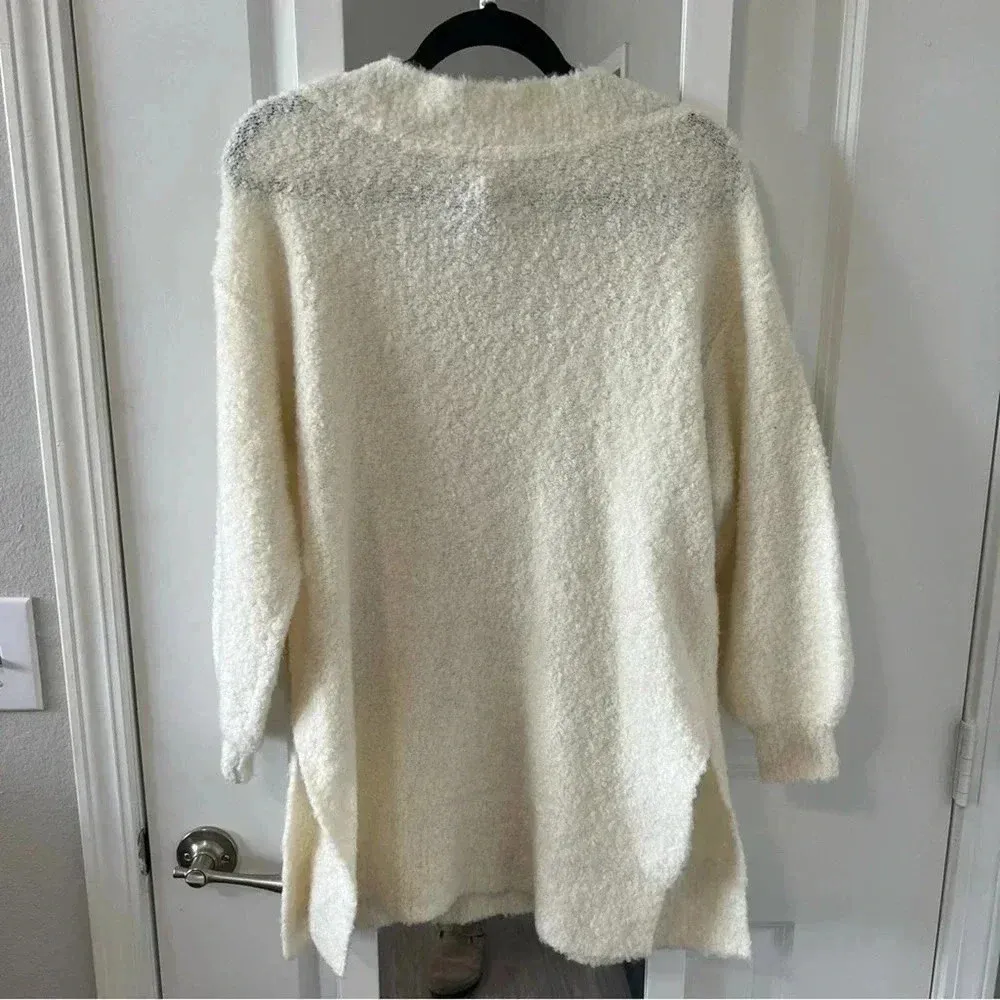 Anthropologie Pilcro Ivory Teddy V-neck Oversized Tunic Sweater S - Image 10