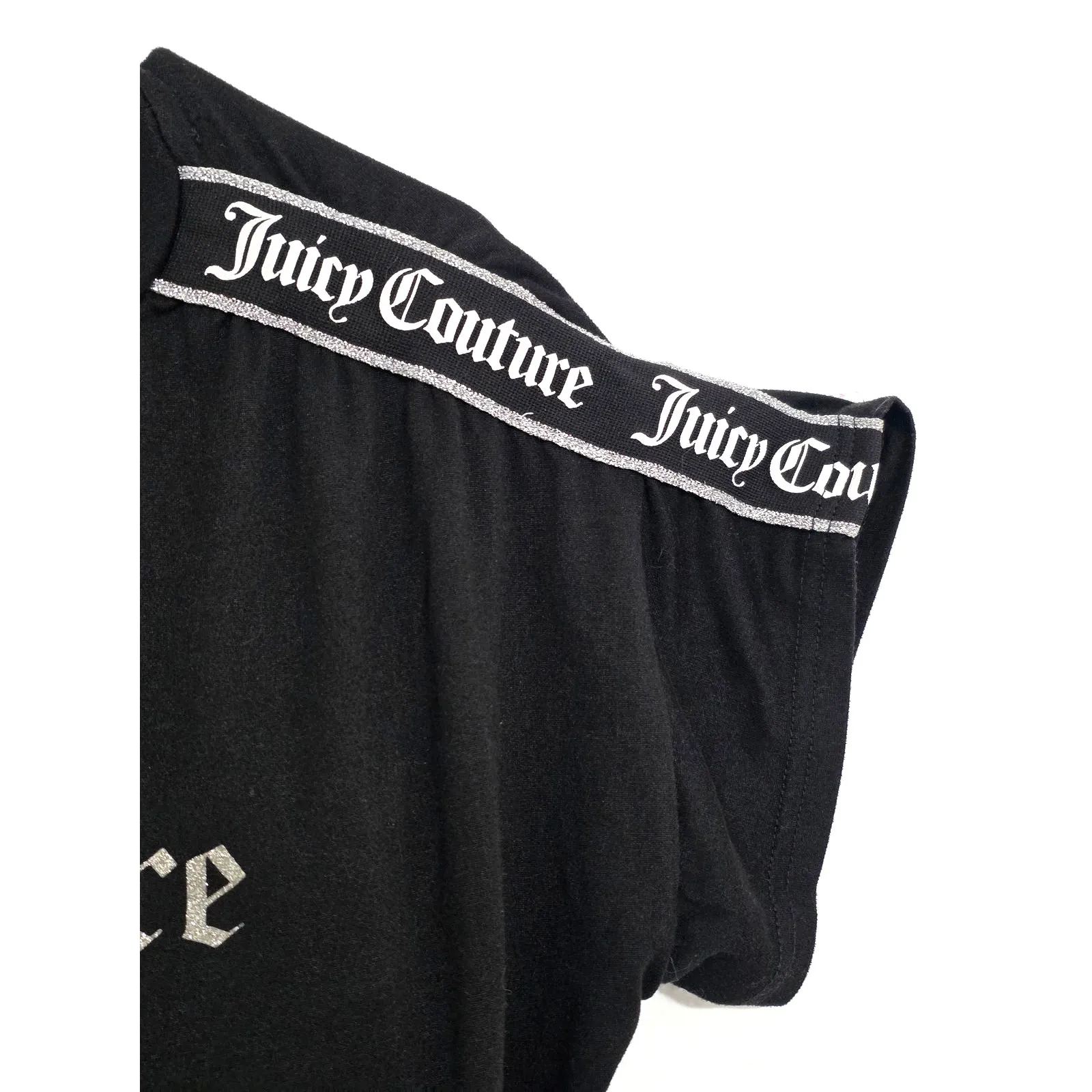 Juicy Couture Sleepwear Glitter Logo Tape Pajama Lounge 2Pc Set Black Large - Image 8