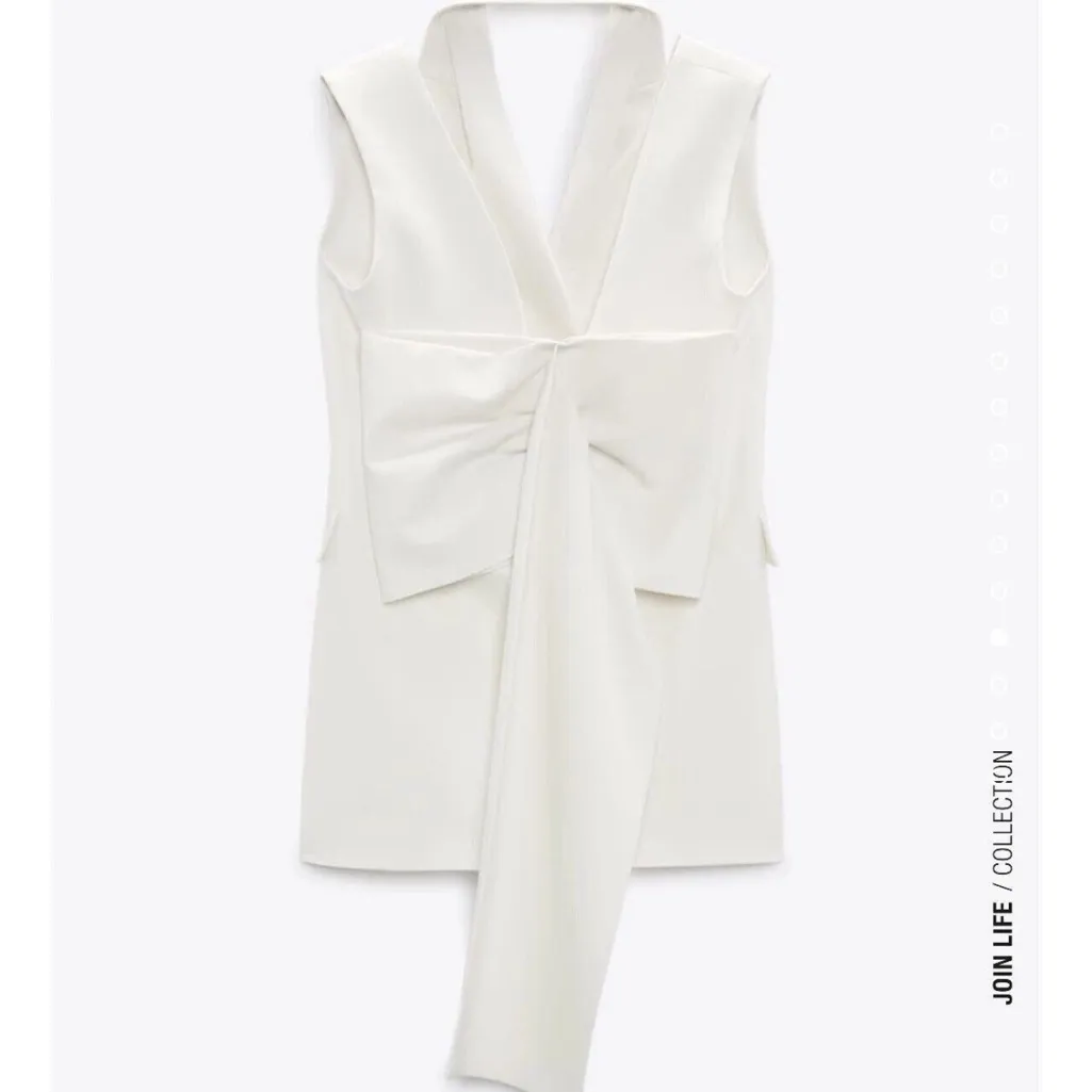Zara Short waistcoat dress with lapel collar with voluminous back bow  NEW - Image 9