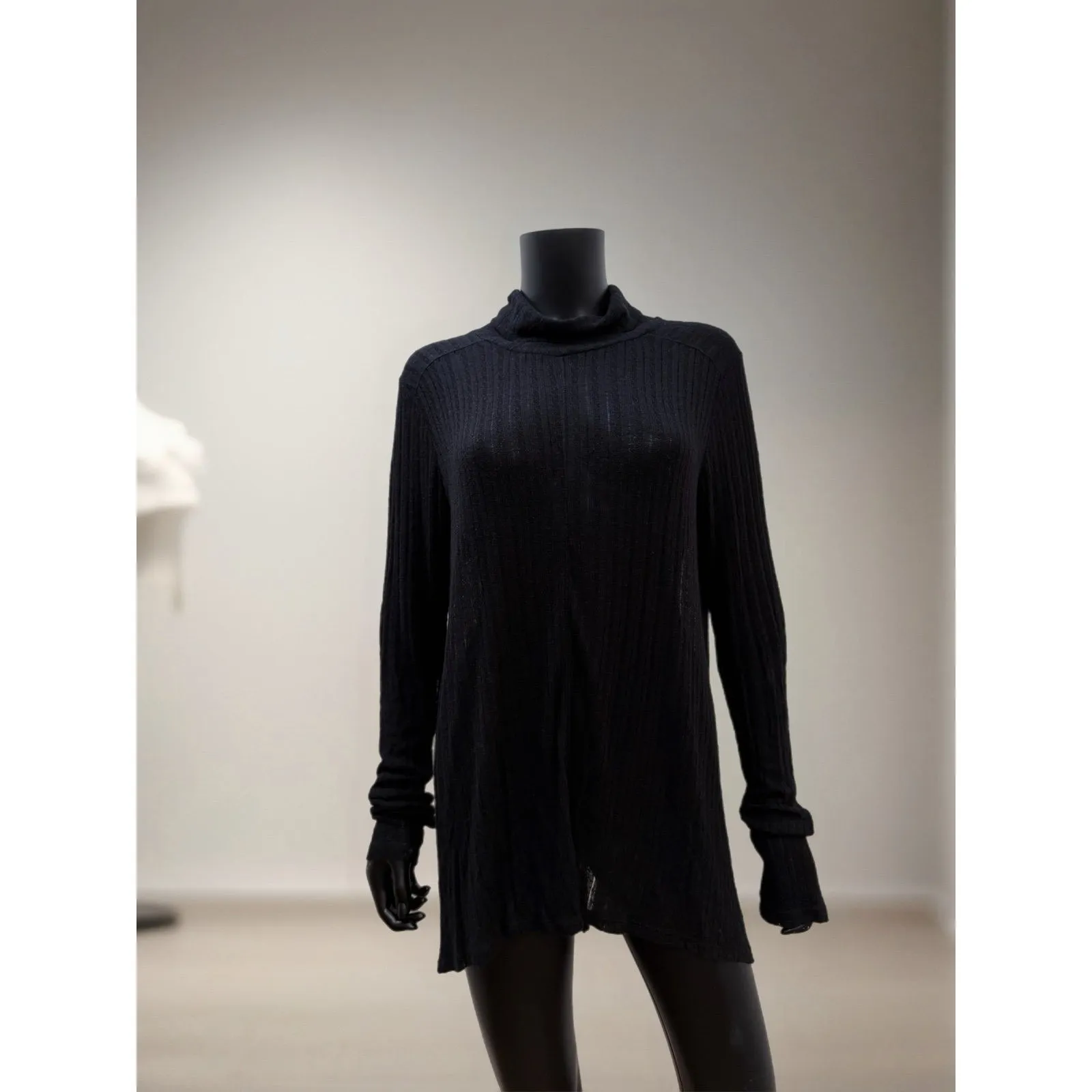 Lucky Brand Black Ribbed Knit Tunic Sweater‎ Women's XL Slouchy Mock Neck - Image 2