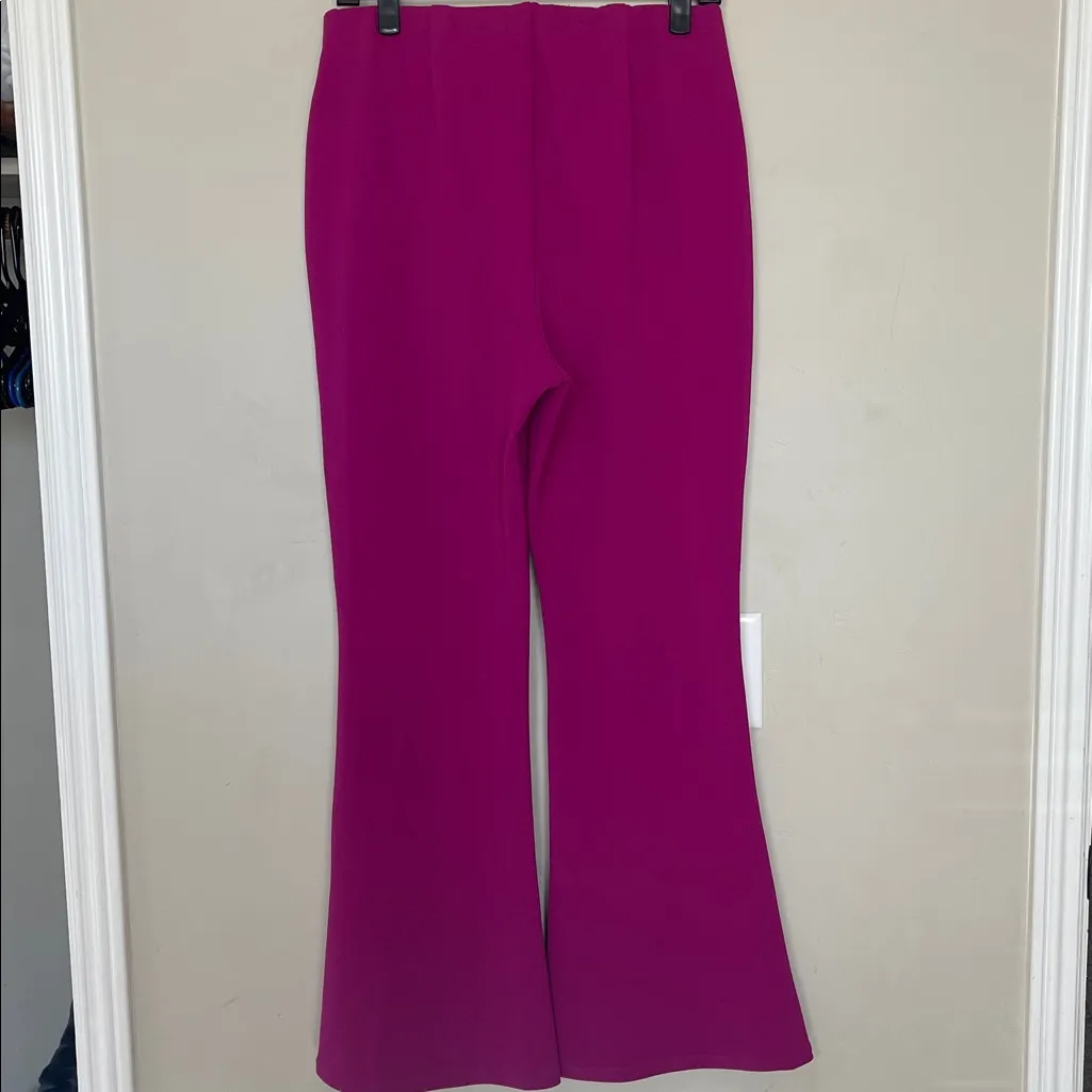 Melloday Women's Magenta Flared Medium Pants Pull On Solid Regular - Image 2