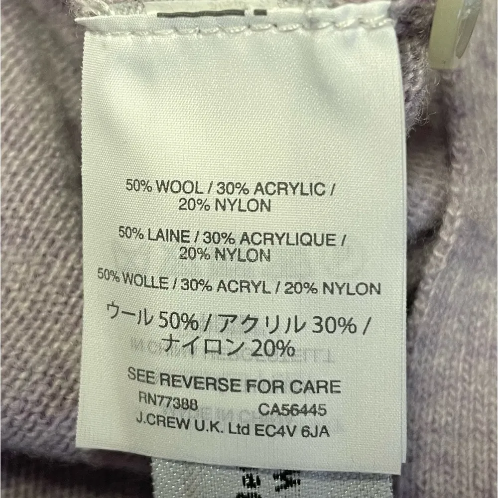 Relaxed V-Neck Wool Blend Sweater Shirt Cuffs Lilac Purple Womens Small - Image 7