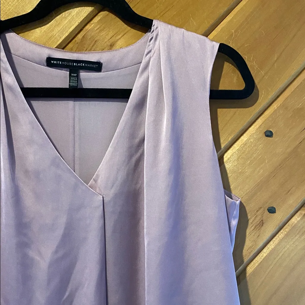 White House Black Market Lilac pleated vneck tank sleeveless top - Image 2