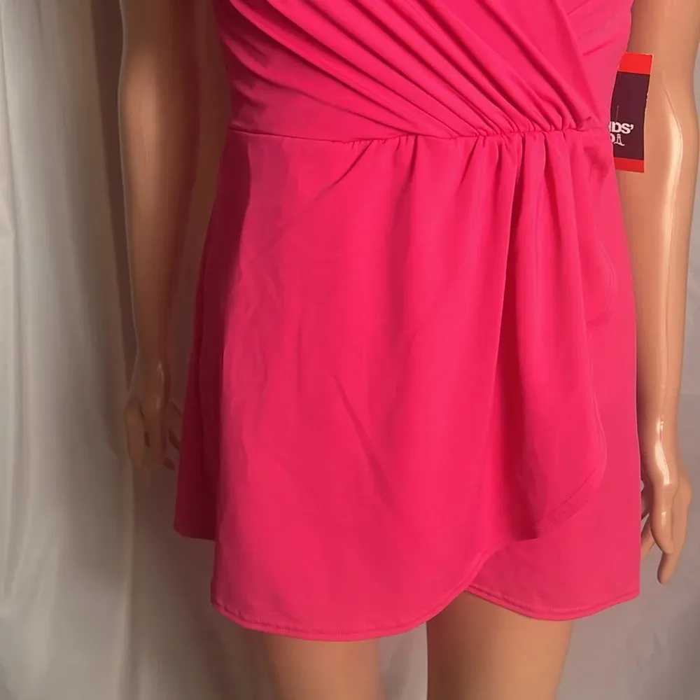Lands' End Women's Chlorine Resistant Tulip Wrap Swim Dress Swimsuit Size XS NWT Pink - Image 5
