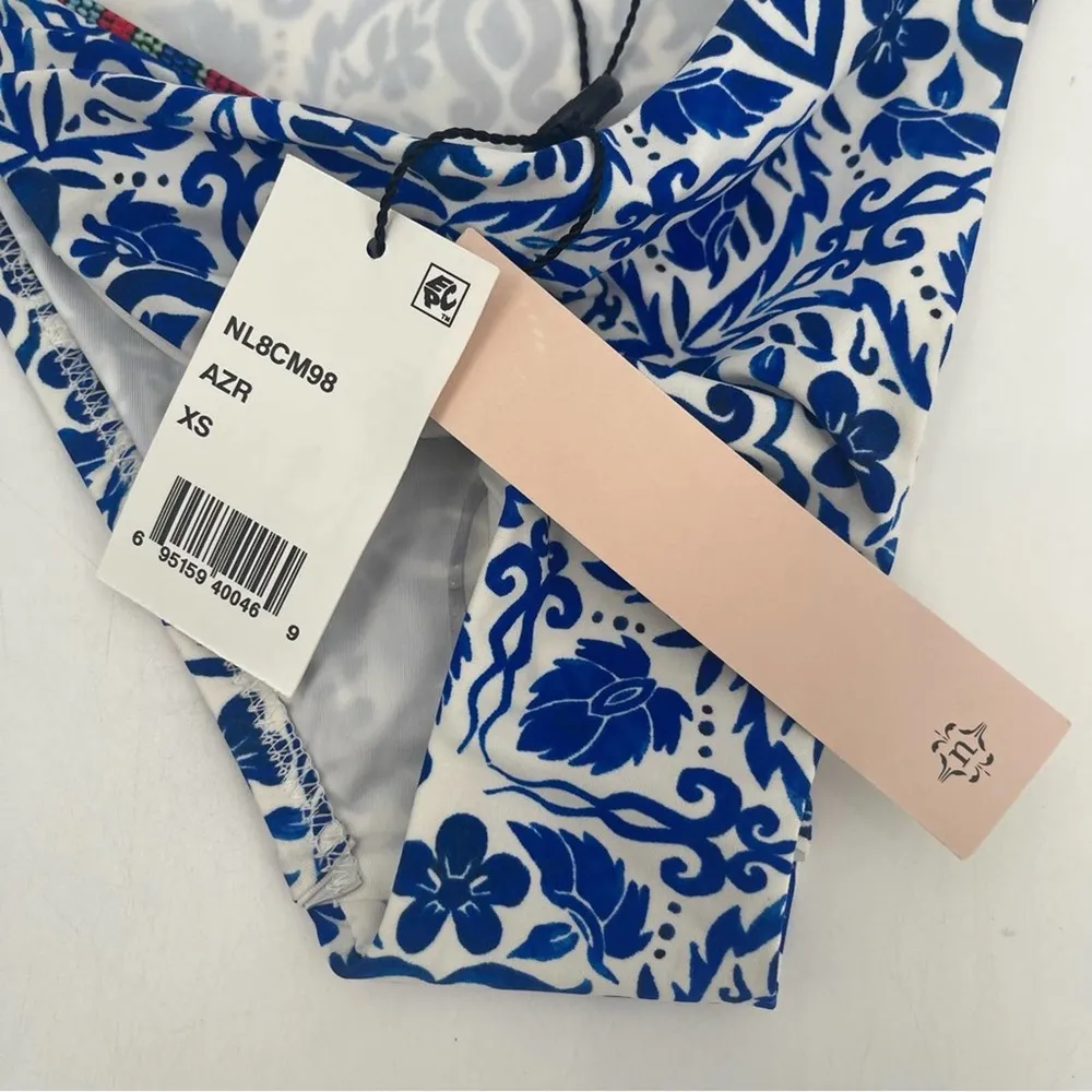 NANETTE LEPORE Bikini Bottom XS Talavera Vamp Azure Blue Beach Swim Resort NWT - Image 5