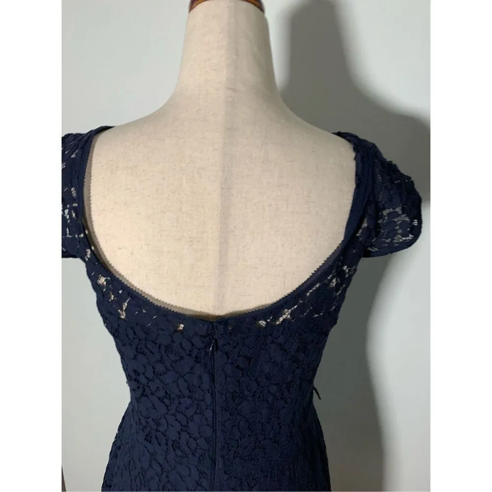 White House black market blue lacy dress size 2 - Image 4