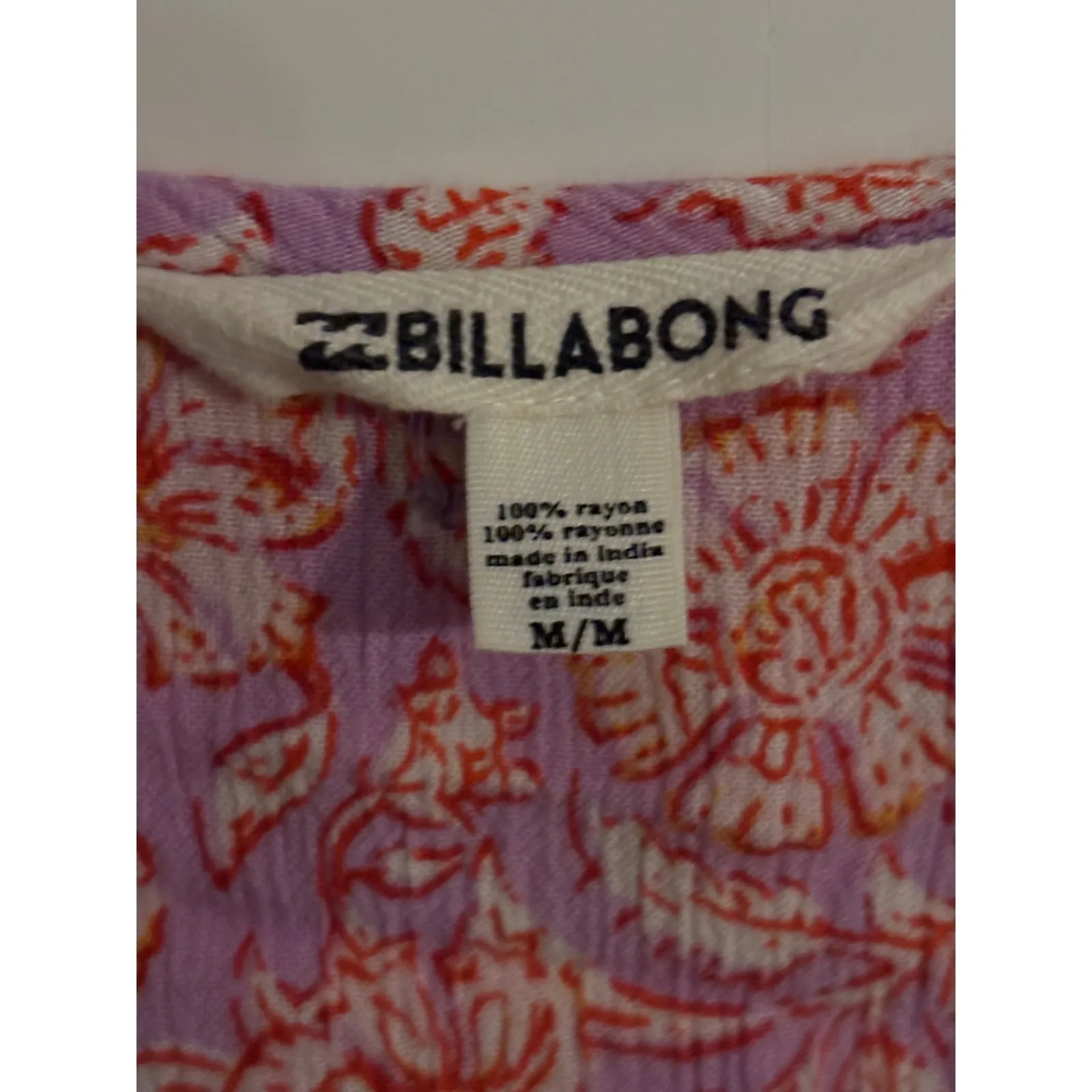 Billabong Womens Long Sleeve Crop Top Purple Floral Print V Neck Boho M - Image 3