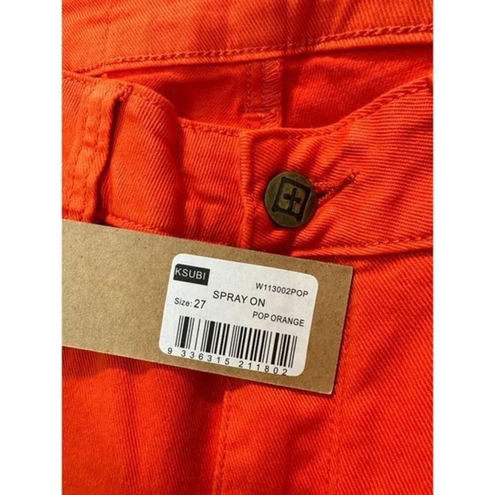 Ksubi Spray On Pop‎ Y2K Orange Skinny Jeans Ankle Zipper NWT 27 - Image 5