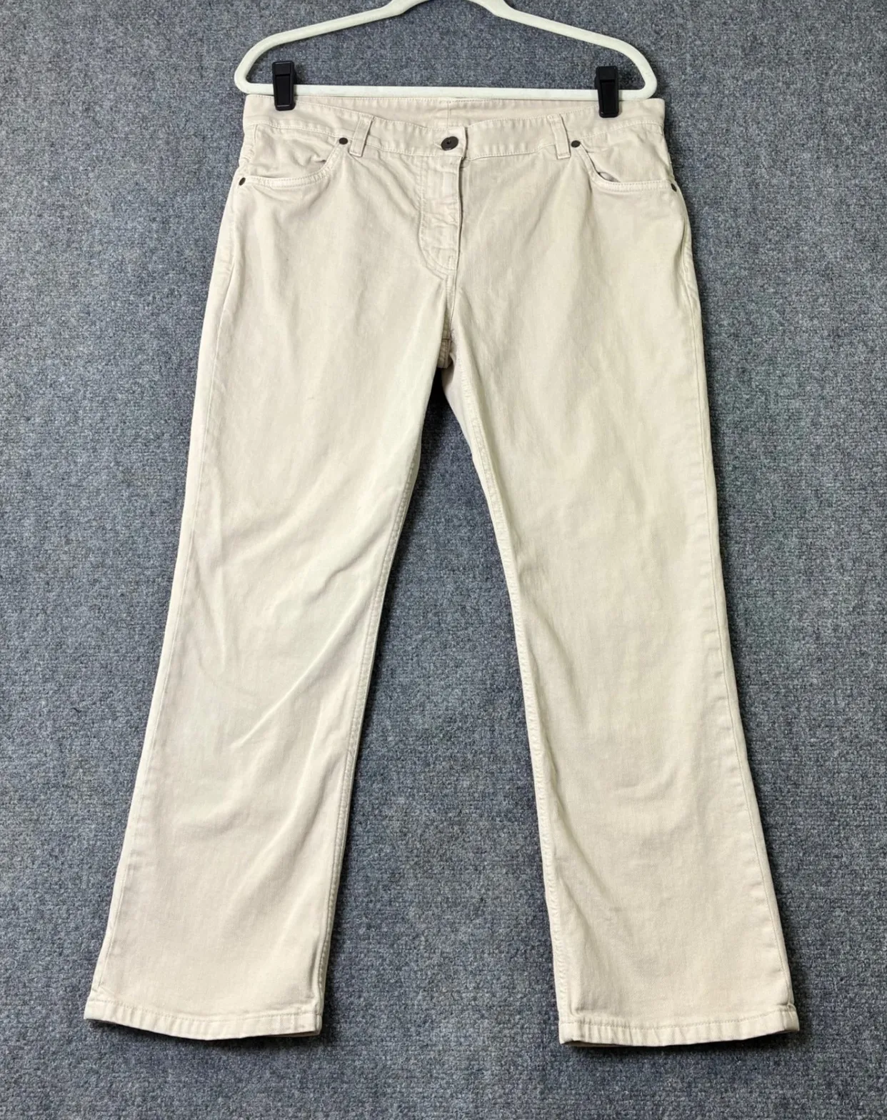 Brunello Cucinelli High Waisted New Kick Flare Jeans Beige Cotton Blend Size 8 - Image 1