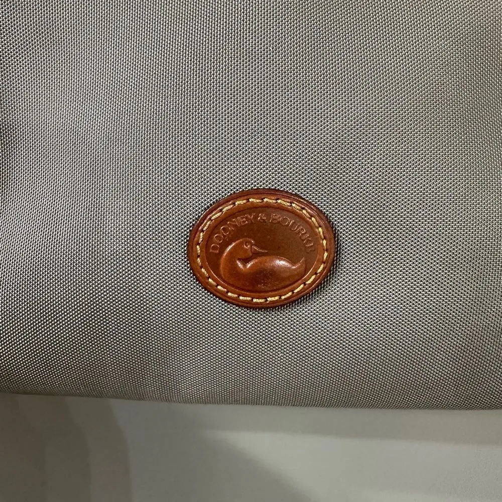 DOONEY & BOURKE Gray Genuine Leather Trim & Canvas Crossbody Shoulder Bag Purse - Image 2