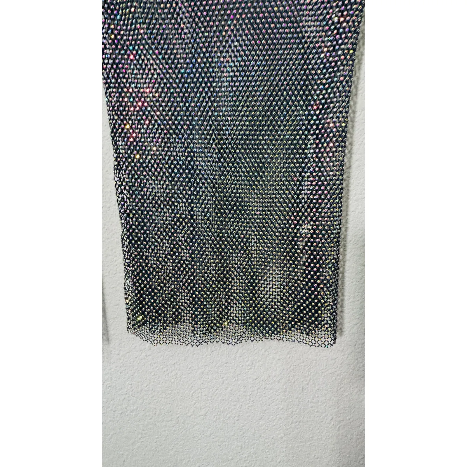 NEW Free People Women's Navy Filter Finish Long Sleeve Metallic Mesh Small Punk - Image 11