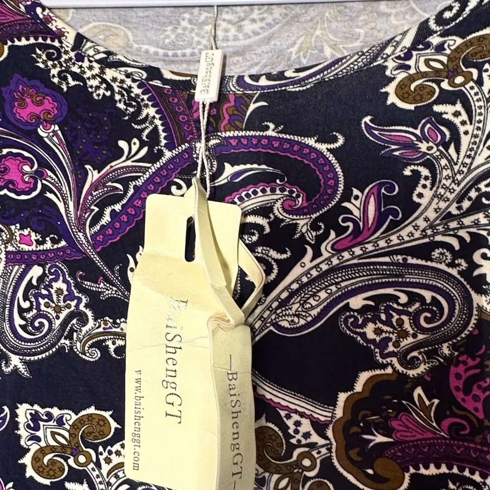 New NWT Women's Blouse Top Plus XXL Boho Paisley Dark Romantic Flowy Asymmetric Black - Image 7