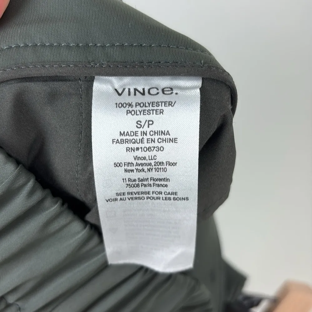 Vince Pleated Straight Leg Pants Stretch Waist Women’s Size Small Olive Green - Image 5