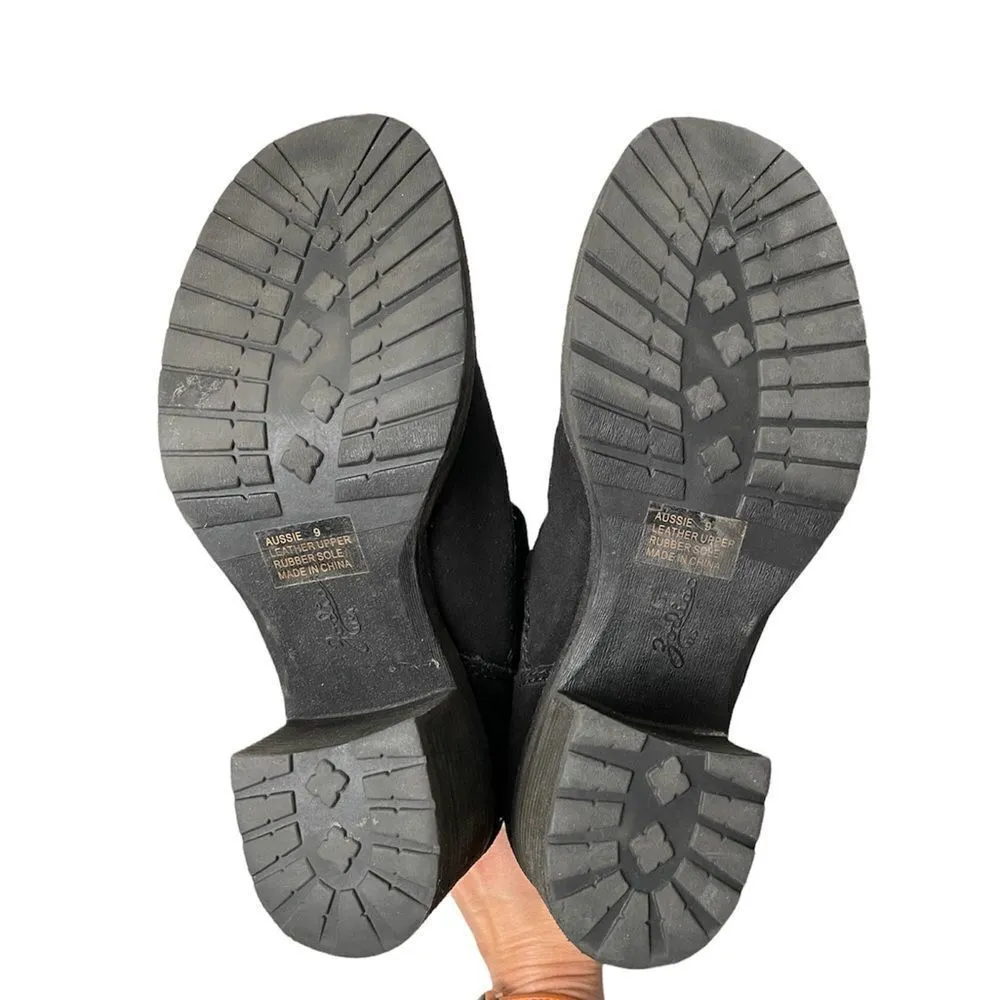 Zodiac Aussie Over the Knee Boots Black Sueded Buckle Heel Round Toe Size 9 - Image 3