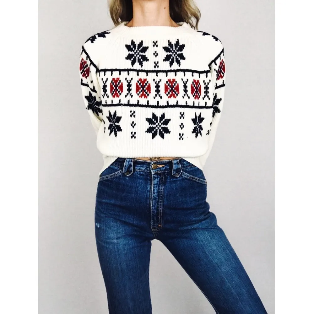 Vintage Fair Isle Crewneck Sweater | Size M White Size M - Image 4