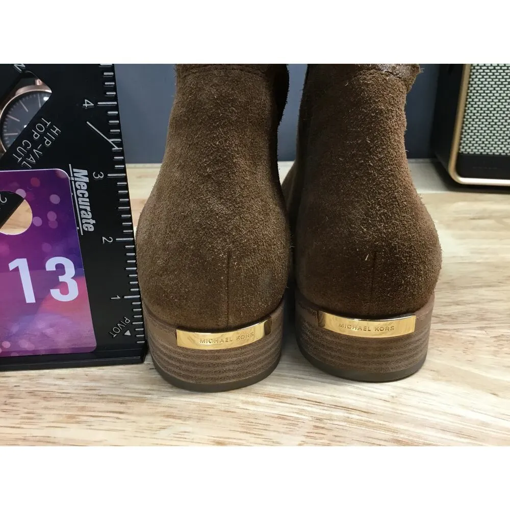 Michael Kors Graham Ankle Boots Women's US 7.5M Chestnut Brown Suede Perforated - Image 3